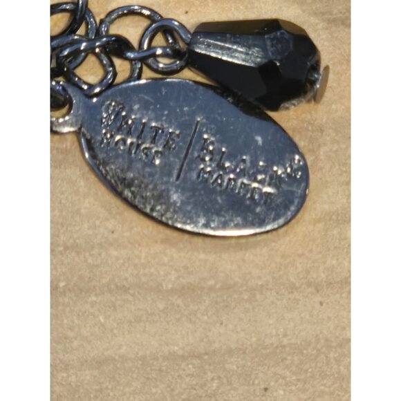 White House Black Market Signed Gunmetal Black Rhinestone Pendant Necklace - Picture 3 of 5